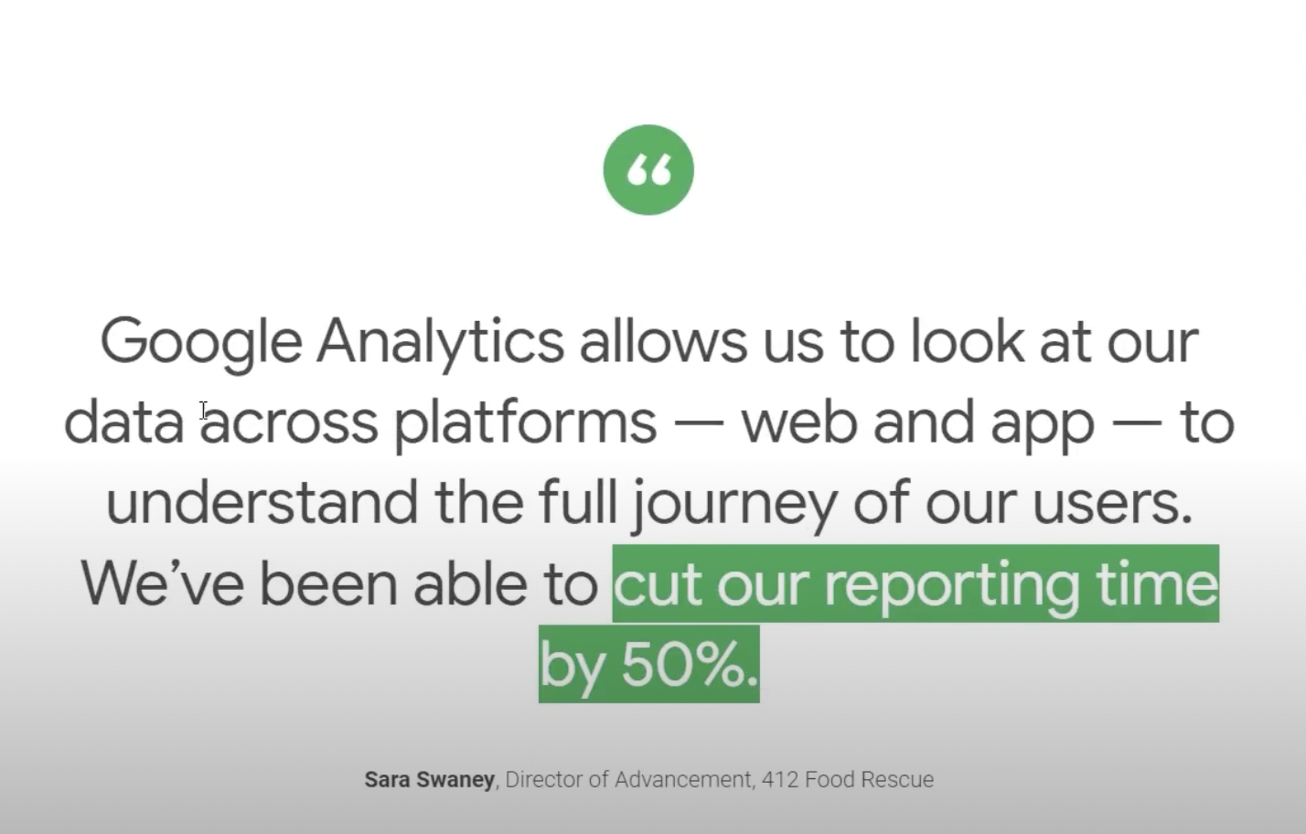 Quote from a satisfied user emphasizing the efficiency of Google Analytics in tracking SEO performance across platforms. Monitoring your SEO efforts is essential for optimizing your Shopify store’s visibility and conversions.